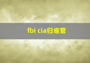 fbi cia归谁管